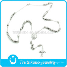 TKB-JN0035 Trendy Top Quality Stainless Steel Catholic Rosary Necklace Virgin Mary Crucifix serenity prayer Beads